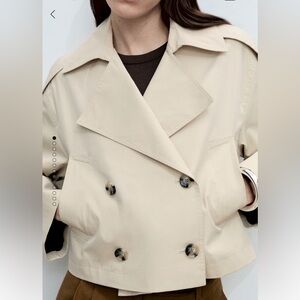 MANGO | Women's Beige Double-Breasted Jacket | Used Once
